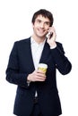 Businessman hold coffee cup