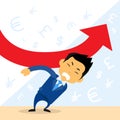 Businessman Hold Financial Graph Red Arrow