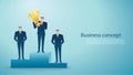 Businessman hold the gold trophy successful winner. business concept vector illustration Royalty Free Stock Photo