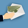 Businessman hold in hand money in envelope Royalty Free Stock Photo