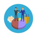 Businessman hold hands together on the pie chart Royalty Free Stock Photo