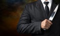 Businessman hold on knife Royalty Free Stock Photo