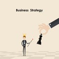 Businessman hold Scepter in his hand.King of chess with Business