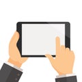 Businessman hold tablet vector