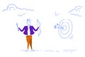 Businessman holding arrow target goal business strategy success concept man team leader sketch doodle horizontal