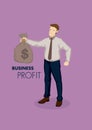 Businessman Holding Bag of Money Vector Cartoon Business Illustration for Profitability