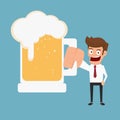 Businessman holding beer.