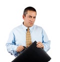 Businessman holding a black business briefcase