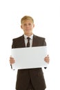 Businessman holding blank banner Royalty Free Stock Photo