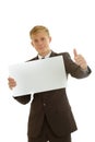 Businessman holding blank banner Royalty Free Stock Photo