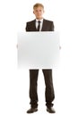 Businessman holding blank banner Royalty Free Stock Photo