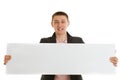 Businessman holding blank banner Royalty Free Stock Photo