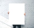 Businessman holding blank banner Royalty Free Stock Photo