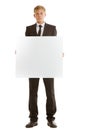 Businessman holding blank banner Royalty Free Stock Photo