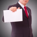 Businessman holding blank banner Royalty Free Stock Photo