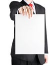 Businessman holding blank card Royalty Free Stock Photo