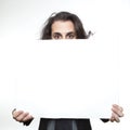 Businessman holding a blank sign Royalty Free Stock Photo