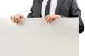 Businessman holding a blank sign Royalty Free Stock Photo