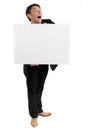 Businessman holding a blank white Royalty Free Stock Photo
