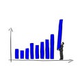 Businessman holding blue bar chart vector illustration sketch do Royalty Free Stock Photo