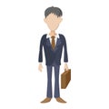 Businessman holding briefcase icon, cartoon style Royalty Free Stock Photo