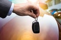 Businessman Holding Car Key Royalty Free Stock Photo