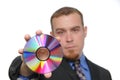 Businessman holding CD Royalty Free Stock Photo