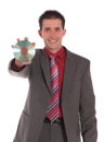 Businessman holding CD or DVD Royalty Free Stock Photo