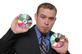 Businessman holding CDs Royalty Free Stock Photo