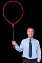 Businessman holding a chalk balloon