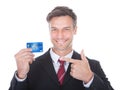 Businessman holding credit card