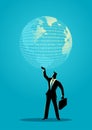 Businessman holding a digital globe