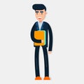 Businessman holding the document files data isolated illustration