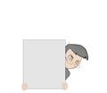 Businessman holding an empty sheet of paper in front of him. Representation of business. Vector illustration Royalty Free Stock Photo