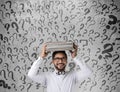 Businessman holding files looking for business solution Royalty Free Stock Photo