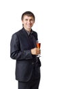 Businessman holding a glass of wine Royalty Free Stock Photo