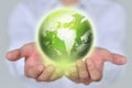 Businessman holding globe.earth in hands.ecology concept. Royalty Free Stock Photo
