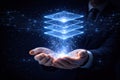 A Businessman Holding a Holographic Representation of Data Layers, Symbolizing Digital Royalty Free Stock Photo