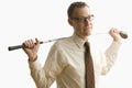 Businessman Holding Golf Club - Isolated Royalty Free Stock Photo