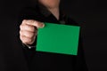 Businessman Holding a Green Card, Empty, Copy Space, close up Royalty Free Stock Photo