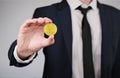 Businessman Holding in Hand Ethereum Coin.