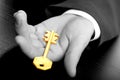 Businessman holding the key