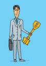 Businessman holding the key to success Royalty Free Stock Photo