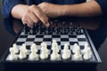 Businessman holding a King Chess is placed on a chessboard.using as background business concept and Strategy concept with copy Royalty Free Stock Photo