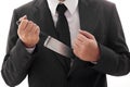 Businessman Holding Knife ready to attack conceptual image Isolated