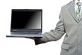 Businessman holding laptop Royalty Free Stock Photo