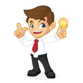 Businessman holding light bulb and having idea Royalty Free Stock Photo