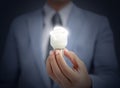 Businessman holding light bulb Royalty Free Stock Photo