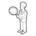 Businessman holding magnifying glass icon Royalty Free Stock Photo