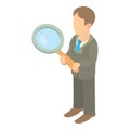 Businessman holding magnifying glass icon Royalty Free Stock Photo